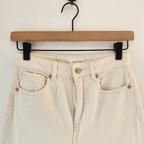 MNG Mango Low-Rise Loose-Fit Wide Leg Jeans Cream Denim Women's S - Picture 4 of 12